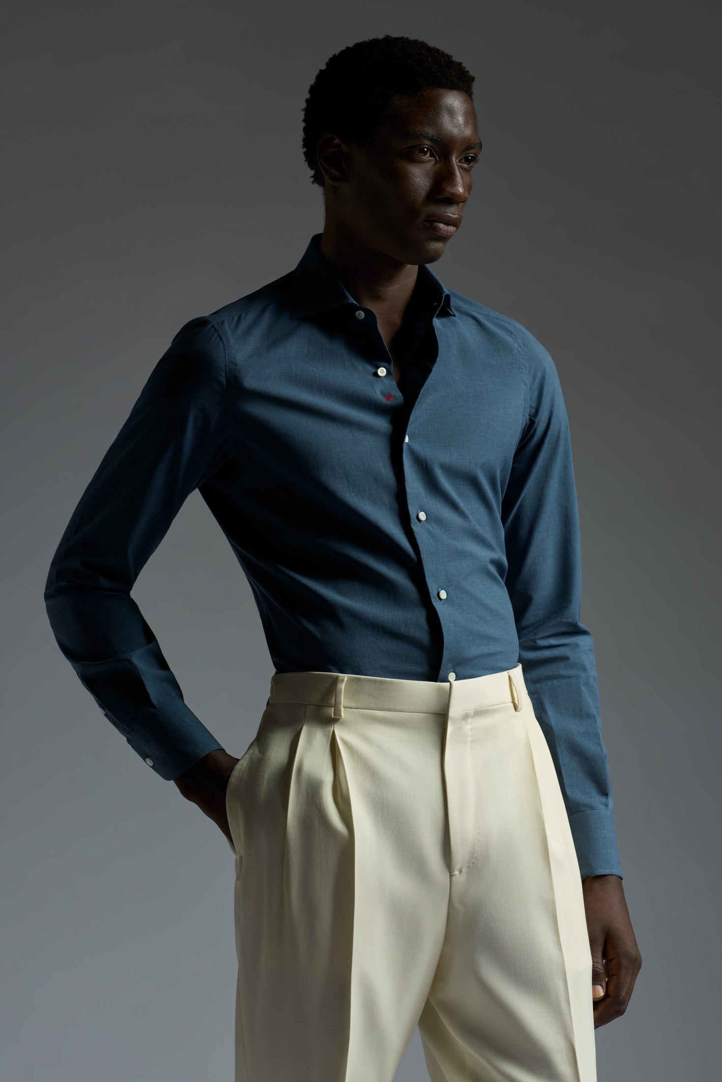 isaia dress shirts Isaia Tailored-Fit 'Mix' Cotton Shirt