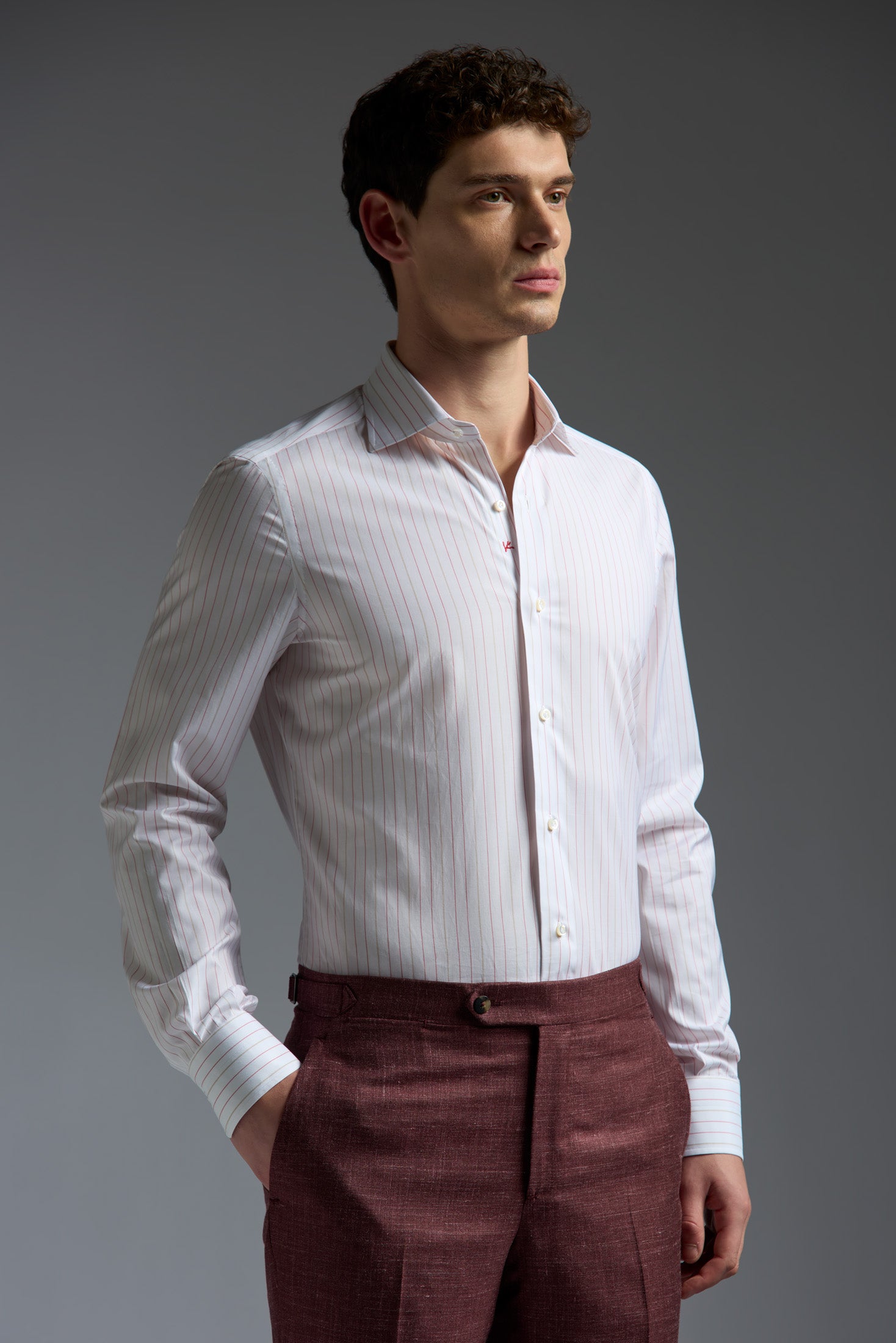 isaia dress shirt Isaia Men's Solid White Cotton Dress Shirt