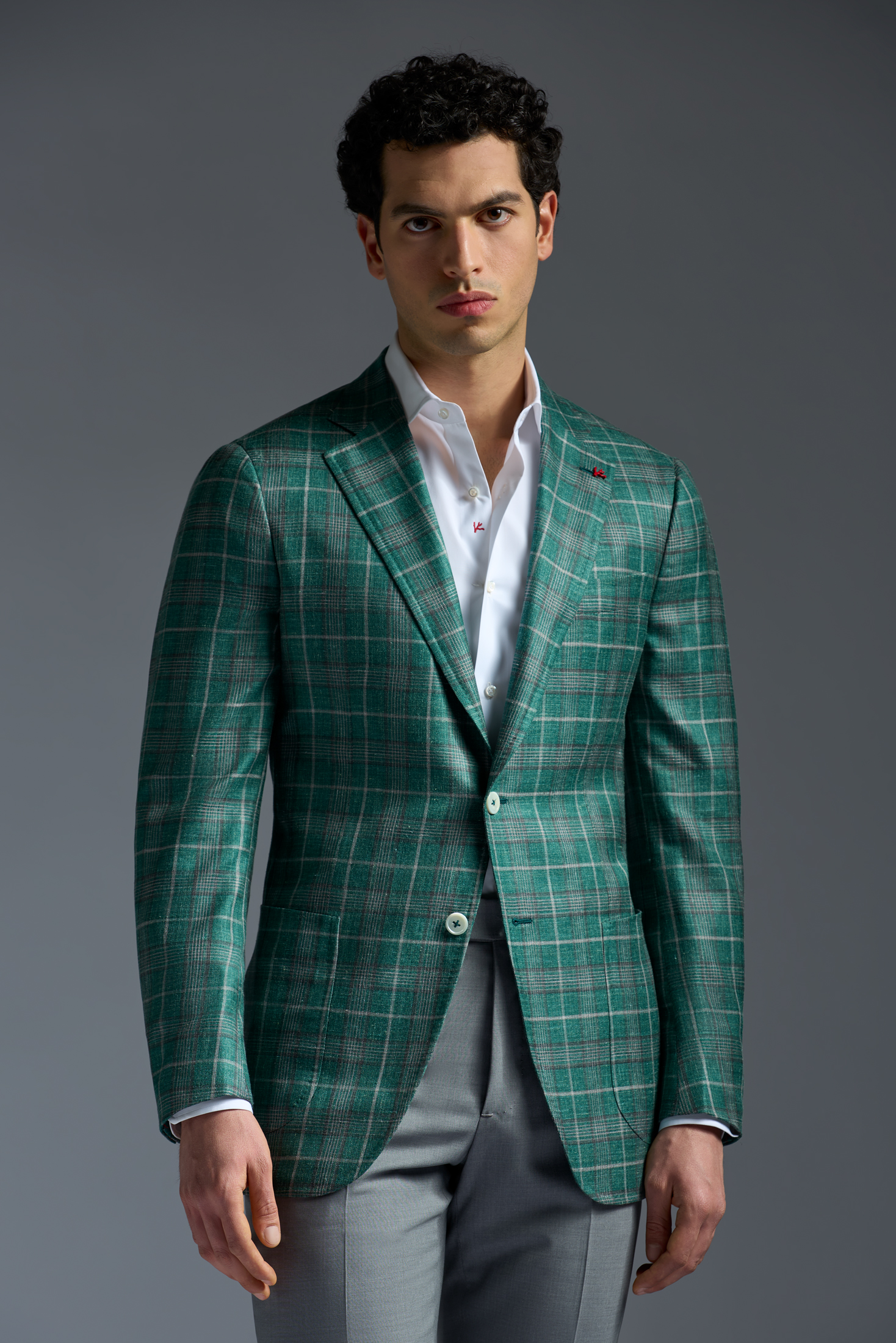 Green And Grey Check Domenico Sport Jacket