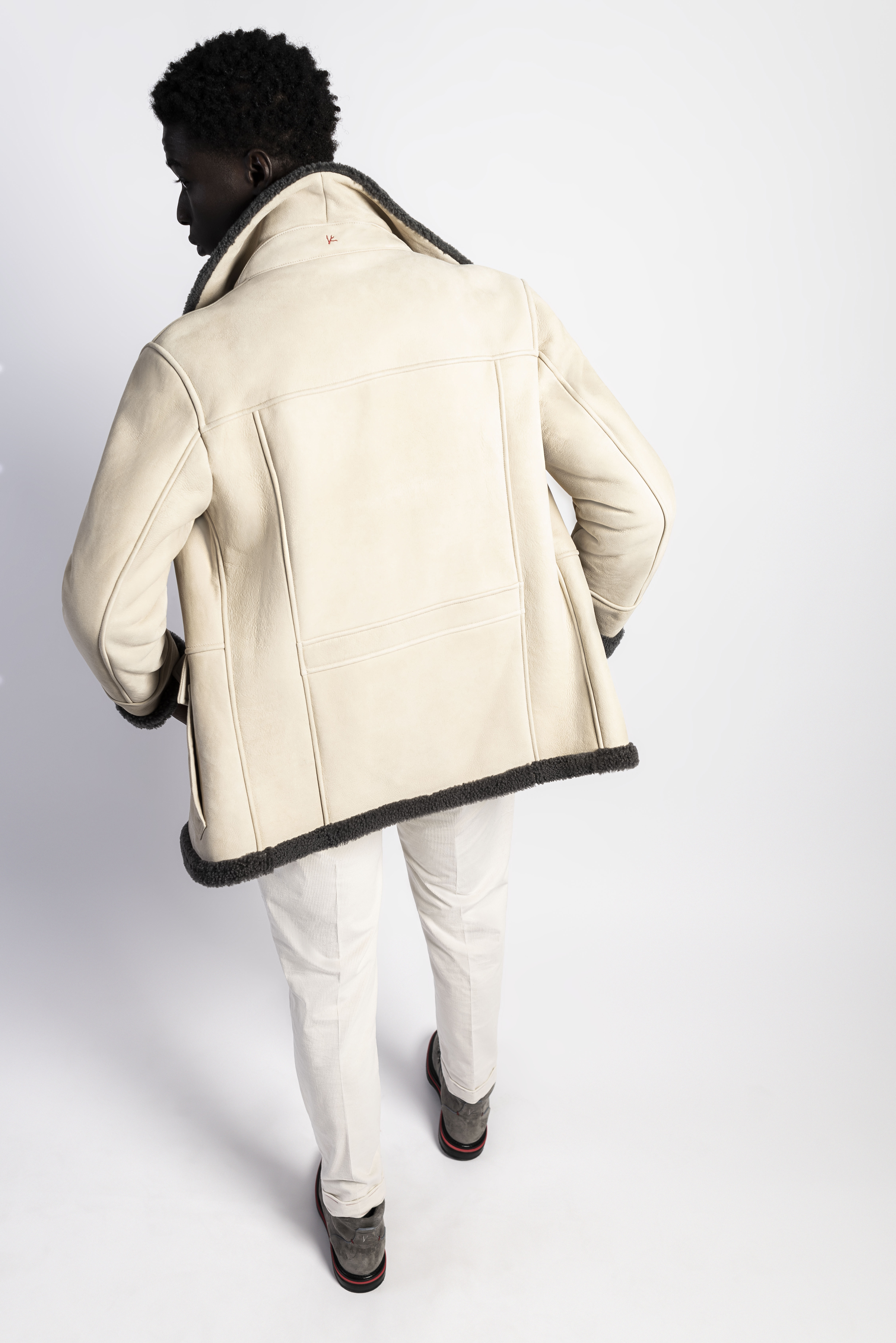 Cream shearling coat sales
